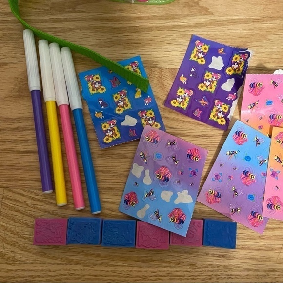 Vintage Lisa Frank Zoomer & Zorbit Dancing Aliens Mini Bag W/ Stickers Stampers - Picture 9 of 11